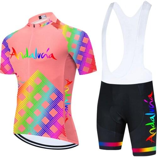 2021 New Bicycle Team Andalucia Short Sleeve Maillot Ciclismo Men Cycling Jersey Summer breathable Cycling Clothing Sets
