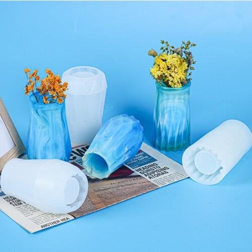 DIY Epoxy 3 Vases Silicone Molds Mirror Resin Pendants Silicone Flower Arrangement Crystal Models