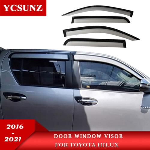 White Window Rain Guard Car Wind Deflectors Of Accessories For Toyota Hilux Revo Rocco 2016-2019