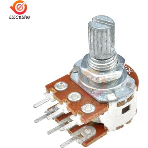 5PCs B10K 6PIN Rotary Potentiometer WH148 15mm 6 Pin Adjustable Switch Potentiometer Knob 10K ohm for Arduino