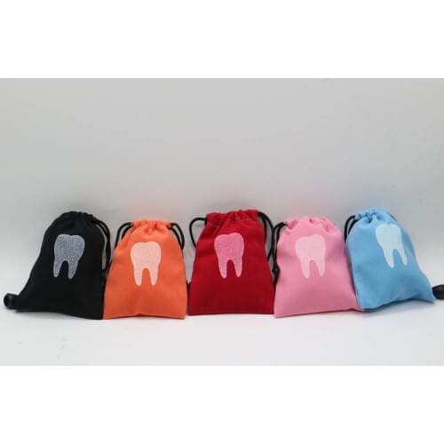 100pcs Dental clinic gift Deciduous teeth bag primary teeth case milk teeth bag The tooth fairy bag size 7*9cm