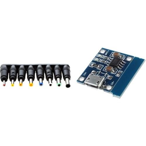 Top 8 Sets Universal Jack DC Power Plug Converter With Micro-USB 1A Li-Ion 18650 Charger Charging TP4056 Module Board