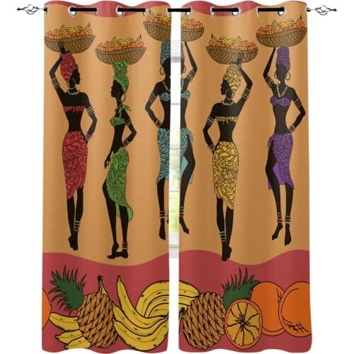 Africa Flower Fruit Woman Street Banana Printed Window Curtains Living Room Bedroom Curtains Polyester Cloth Home Decor