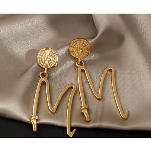 Oversized Letter M Large Dangle Earring for Women Exaggerated Pendants Earring Trendy Jewelry Earrings Handing