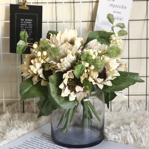 Ins style Silk Sunflower Simulation Flower Home Furnishing Decoration Hand Holding The Wall Botany Wall Flowers