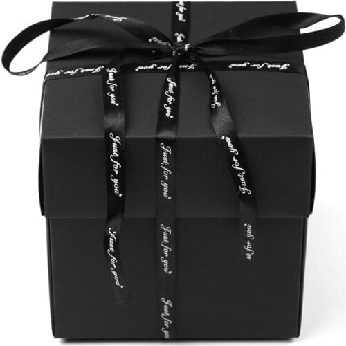 DIY Explosion Box Handmade Memory Scrapbook Photo Album Surprise Gift for Birthday Valentines Day Engagement Anniversary-Black