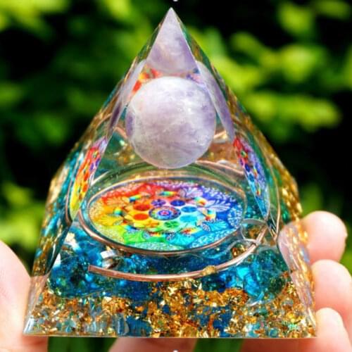 Resin Epoxy Energy Tower Universe Planet Natural Crystal Crushed Stone Reiki Tower Home Decoration