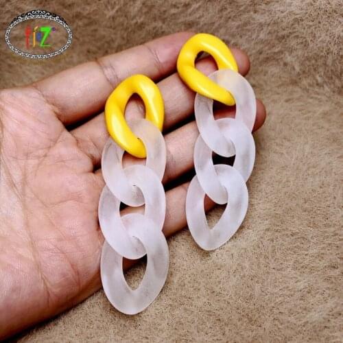 F.J4Z 2020 Trend Earrings for Women Punk Thick Acrylic Curb Chain Cool Earrings Lady Stars Party Jewelry Christmas Gifts