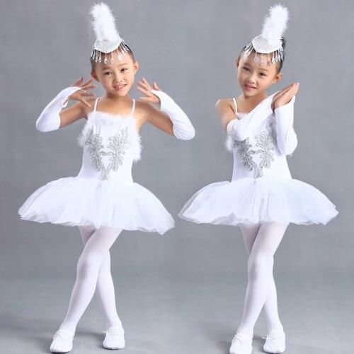 Gymnastics leotards Kids Baby Dance Dress White Color Tutu Dress Dance Costumes Ballet Dancewear 3-15Y Child Ballet Dance Dress