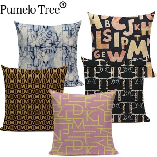 Graffiti Letter Square Pillow Cover Retro Fun Geometric Cushion Cover 45x45CM Painted Decorative Pillows Decorative Dakimakur