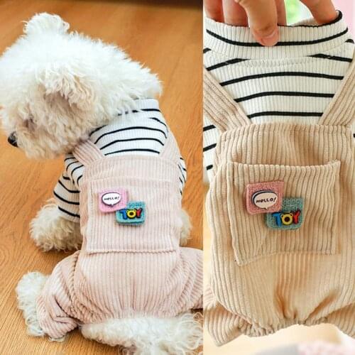 Patchwork Soft Puppy Winter Warm Overalls Unisex Dog Overalls with Pocket for Daily Wear