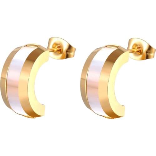 Beautiful Curved Middle Shell Woman Stud Earring Stainless Steel Silver Color And Gold Color Earrings Jewelry Gift Wholesale
