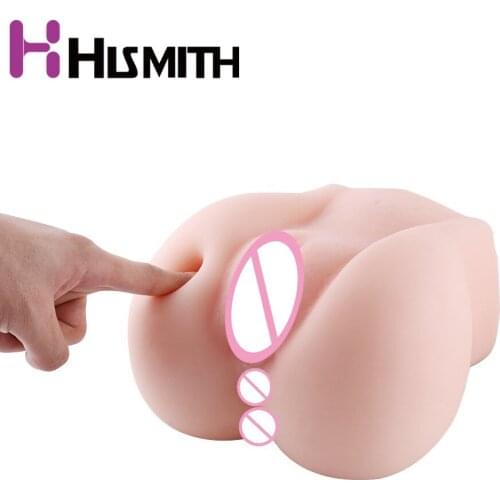 Hismith Pure silicone Ass 3D Realistic Labia Vagina Anal Soft skin-friendly touch Pussy sex doll masturbator butt toys for men