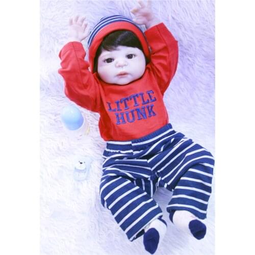 55cm /22'' Full Body Silicone Reborn Baby Doll Toys Play House Newborn Boy Baby Birthday Gift Christmas Present Bathe Toy