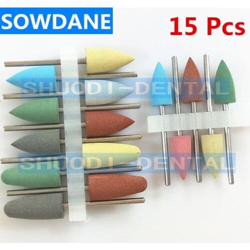 15 pcs Dental Resin Silicone Base Set 2.35mm Dental Acrylic Silicone Kit Polishers Polishing Burs Dental Lab Laboratory Material