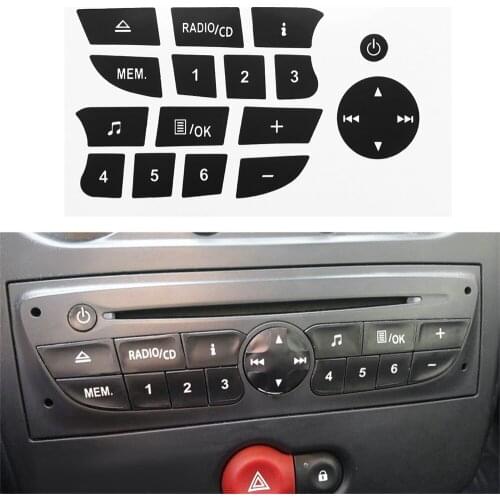 New Car Button Repair Stickers CD Radio Audio Button Repair Decals Stickers For Twingo For Renault Clio and Megane 2009-2011