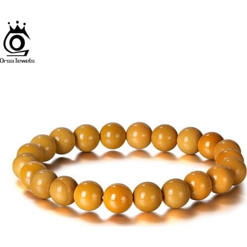 ORSA JEWELS Natural Stone Beads Bracelet Bangles Women Men Yellow Mookaite Healing Reiki Buddha Bracelet Wholesale GMB23
