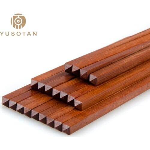 Red sandalwood chopsticks solid wood household paint-free wax-free children baby Chinese chopsticks lettering set 10 pairs