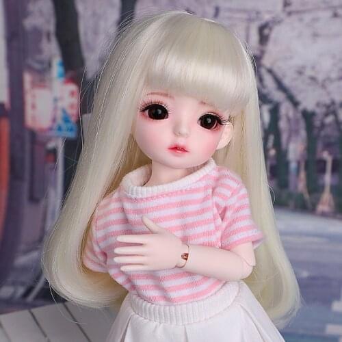 BJD SD 1/3 1/4 1/6 1/8 wig high temperature fiber hair set with neat bangs pear head inner button doll wig