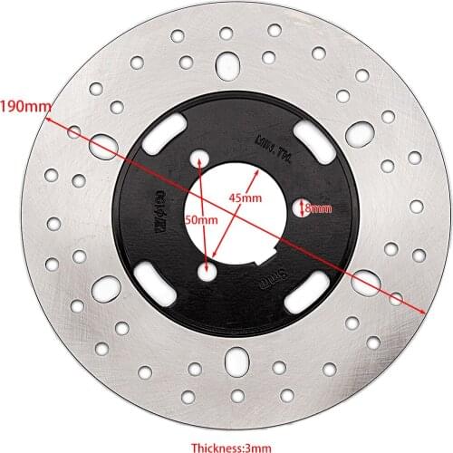 190mm Front Rear Disc Brake Disc Plate for 50cc-125cc Cross-Country Motorcycle ATV Kart Front and Rear Brake Discs