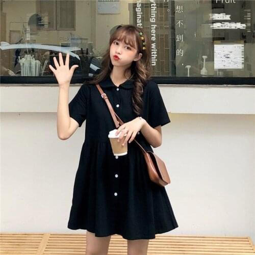 Girls Twins Black Summer Dress Ladies Streetwear Lovely Chic Korea Style Girl Dress Long Summer Kawaii Clothing