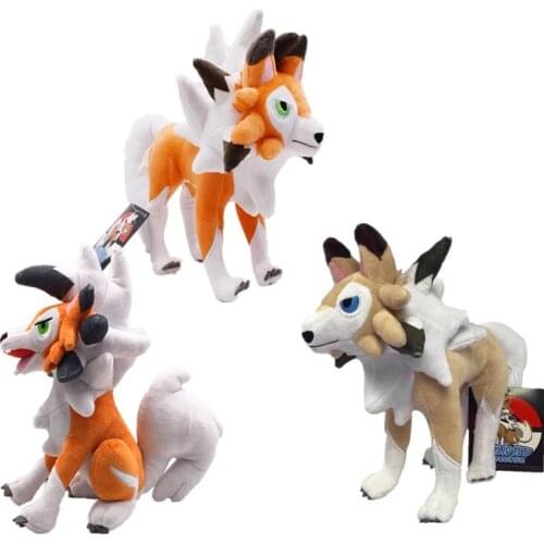 Pokemon Lycanroc Plush Doll, Rock Dog Evolution Edition, Day and Dusk, Standing and Sitting, Toy Doll, Childrens Gifts