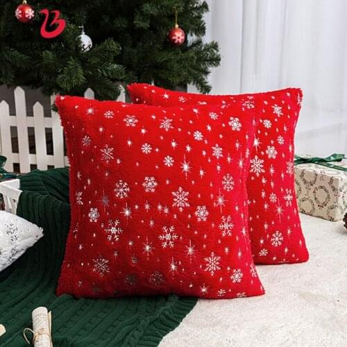 Bubble Kiss Christmas Pillow Cover Bronzing Snowflake Pattern Pillowcase Home Short Plush Cushion Cover Party Decor Pillow Slip