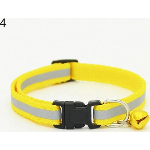 Adjustable Pet Cat Dog Puppy Reflective Collar Safety Buckle Bell Neck Strap Supplies Products
