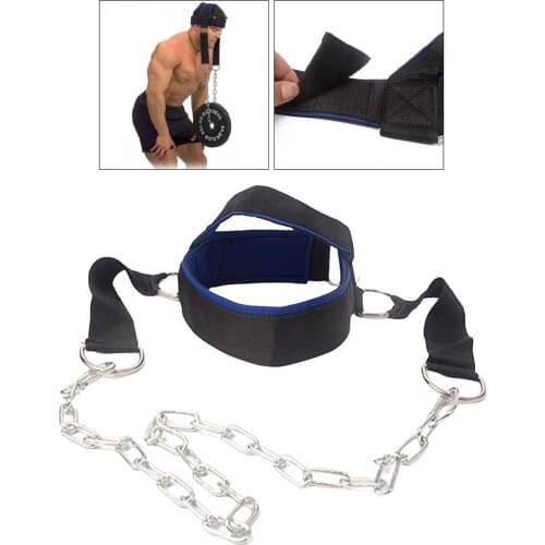 Fitness Neck Harness for Weight Lifting, Resistance Training with Long Steel