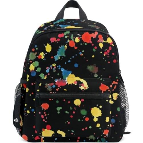 Black School Bags for Teenage Girls Backpack School Women Bookbags Soft Colorful Splash printing Childrens Student Schoolbag
