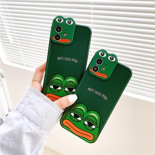 Creativity stereoscopic Cartoon Green frog Camera Lens Phone Case For iPhone 11 12 Pro X XR XS Max 7 8 Plus Cover Fundas Coque