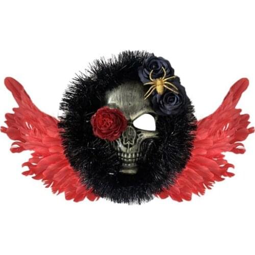Halloween Decoration Spider Skull Mask Wreath Pendant Window Door Hanging Red Rose Garland Halloween Party Supplies