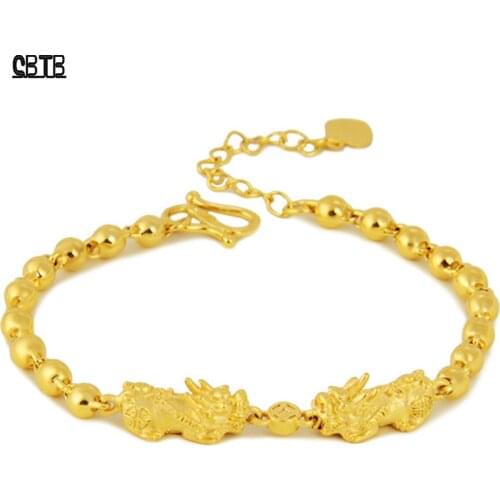 Vietnam Placer Gold Bracelet for Men Pixiu Lucky Bracelet Wedding Party Luxury Jewelry Exquisite Accessories Gift Wholesale