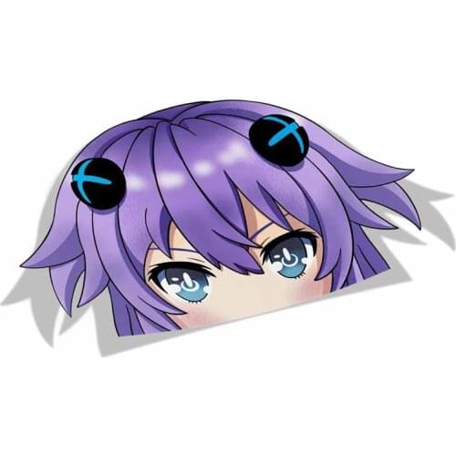 Personality Car Sticker for Neptune Hyperdimension Neptunia Purple Heart Peeker Big Head Anime Vinyl Rear Windshield Stickers