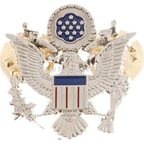 WWII US ARMY OFFICER SHOULDER EAGLE SMALL BADGE INSIGNIA PIN SILVER