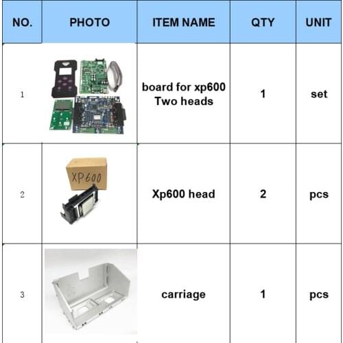 Xp600 kit for 1.6m, 1.8m, 2.5m, 3.2m eco solvent printer with double xp600 printheads update kit