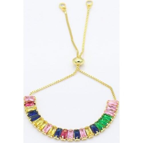 Womens cz rainbow gold bracelets bangles adjustable fashion bracelet 2020 zircons colorful bracelet jewelry accessories gift