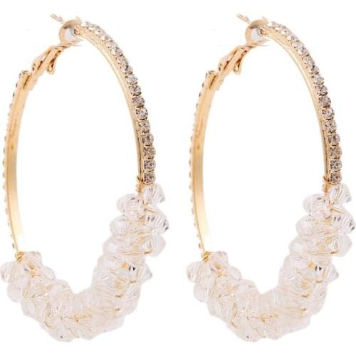 Geometry Pearl Bohemian Character Weaving Crystal Earrings 2021 New Korean Statement Earrings For Women Brincos Fashion Jewelry