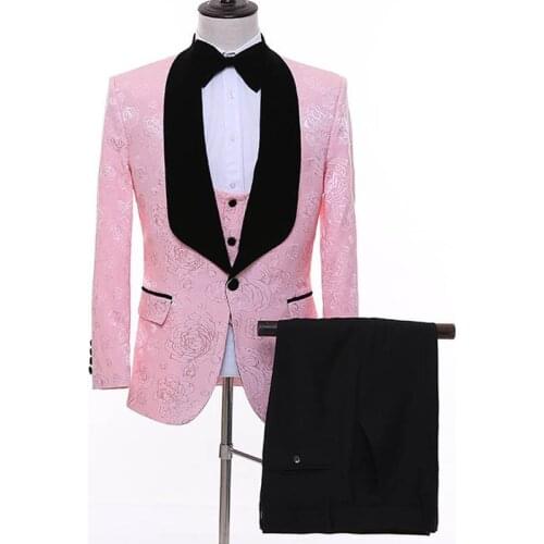 2021 Men Blazer Suit Set Slim Fit Wedding Groom Tuxedo For Men Single Breasted Suits Prom Best Man Wear Blazer Flower Pattern