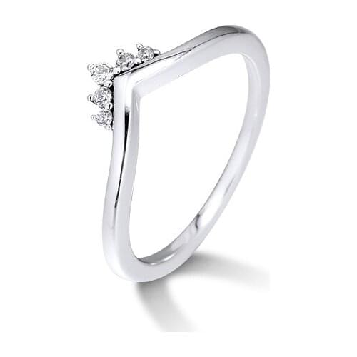 Genuine 925 Sterling Silver Tiara Wishbone Silver Rings for Women DIY Jewelry Engagement Wedding Rings Party Gift Wholesale