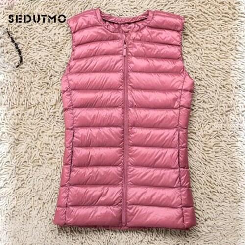 SEDUTMO Winter Ultra Light Duck Womens Down Jackets Plus Size 3XL Vest Down Doat Short Puffer Jacket O-neck Waistcoat ED055
