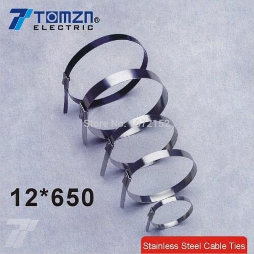 100pcs 12mmx650mm STAINLESS STEEL ZIP CABLE TIES LOCK TIE WRAP