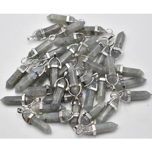 2021 Fahsion Natural Labrador stone Charms Hexagonal healing Reiki Point pendants for jewelry making 24pcs/lot Wholesale free