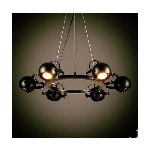 American Country LED Pendant Light With 6 Lights Fixtures Retro Loft Industrial Lighting Vintage Hanging Lamp Lampe Lampara