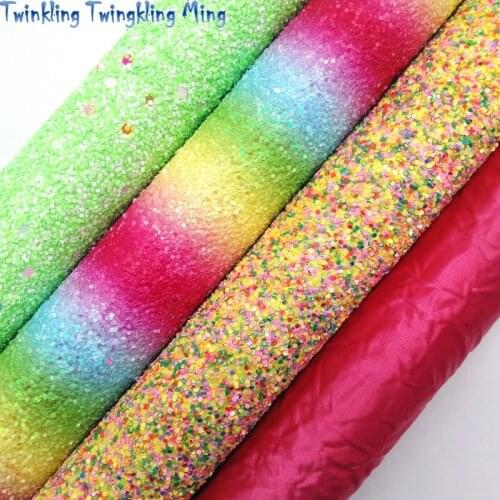 Twinkling Twinkling Ming Mixed Colors Rainbow Glitter Leather Sheets Waxy Synthetic Vinyl Faux Leather Fabric 21X29CM KM517