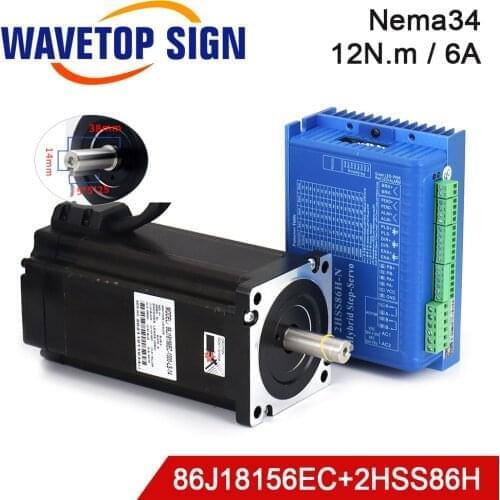 JMC Nema34 Hybrid Closed Loop Motor Driver Set 12N.m Speed 0-2000rpm 6A Shaft Dia.14mm Stepper Motor Driver 86J18156EC+2HSS86H