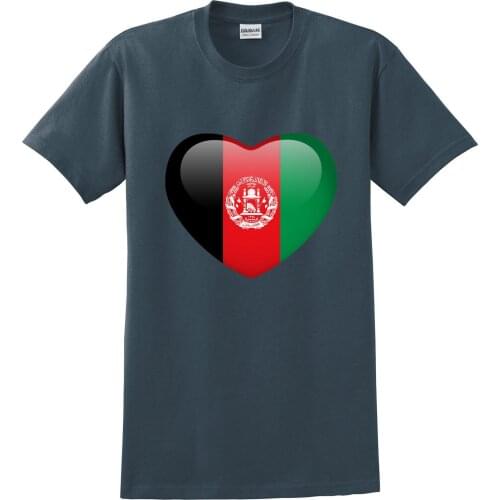 Tshirt Men Creative ManS Short Sleeve Tee Shirts Afghanistan Flag Heart Print Charcoal T-Shirtshort Sleeve Tee Shirts