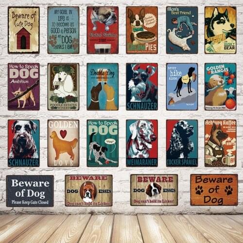 [ Kelly66 ] Beware Of Dog Schnauzer Mans Best Friend Metal Sign Tin Poster Home Decor Bar Wall Art Painting 20*30 CM Size Dy61