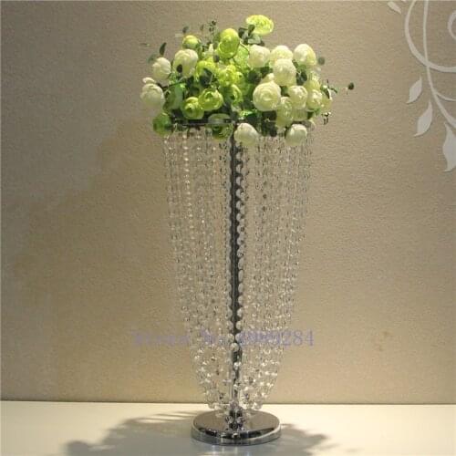 Creative Metal Rack Crystal Pendant Flower Stand Wedding Props Dining Table Party Crafts Decoration Dinner Desktop Decoration