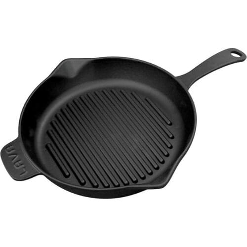 Grill Pan-Round Casting Striped-Iron Handle-28 Cm-Gas Cooktop-January and Induction-lava